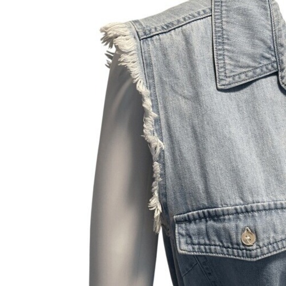 7 For All Mankind Chambray Sleeveless Belted Shirt‎ Dress Light Blue Size S - Picture 4 of 11